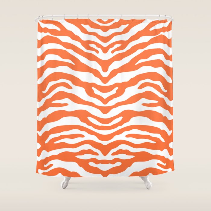 Zebra Wild Animal Print Orange Shower Curtain