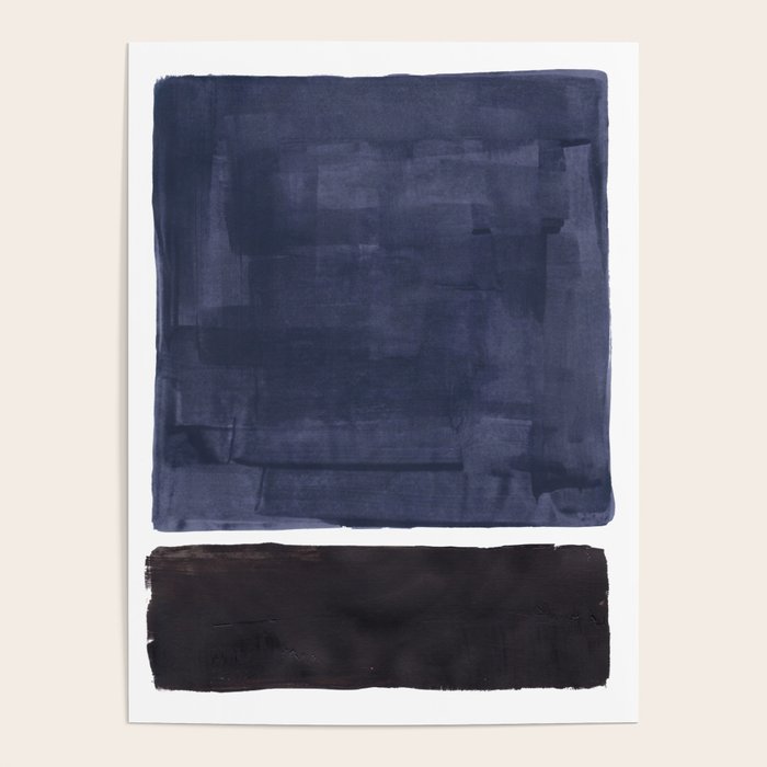Navy Black Rothko Fun Colorful Mid Century Modern Abstract Painting Shapes Pattern Poster