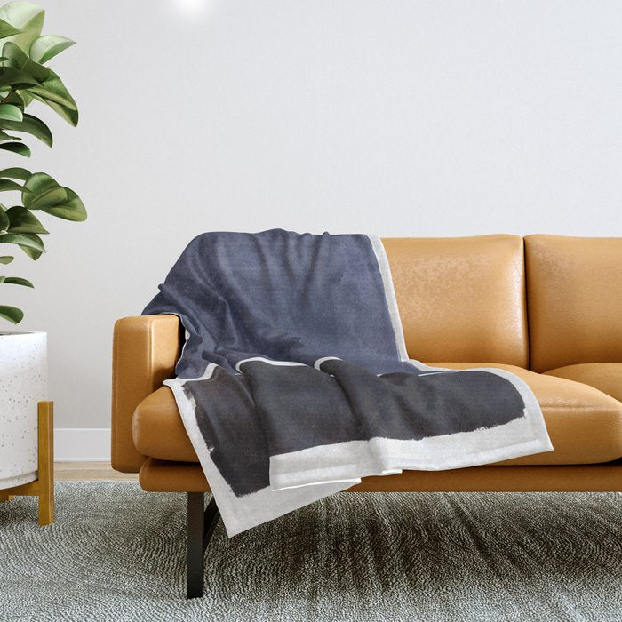Navy Black Rothko Fun Colorful Mid Century Modern Abstract Painting Shapes Pattern Throw Blanket