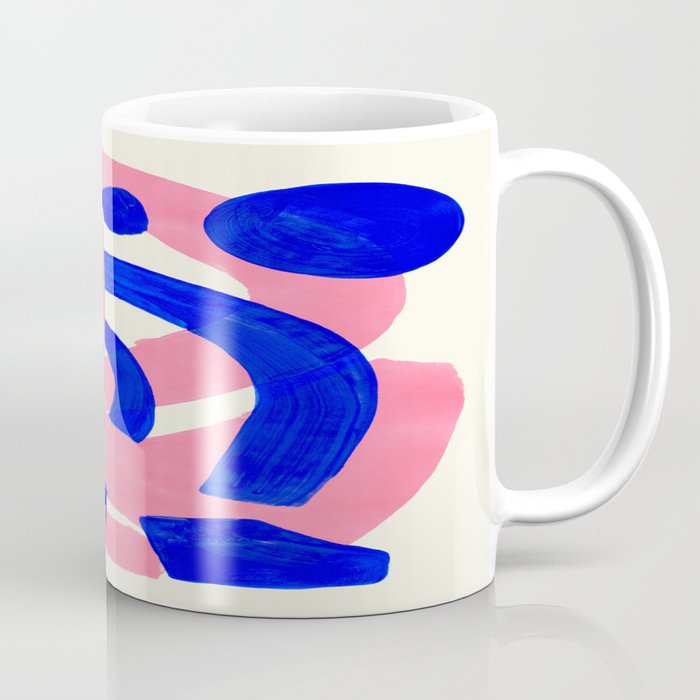 Blue Pink Fun Colorful Mid Century Modern Abstract Painting Shapes Pattern Coffee Mug
