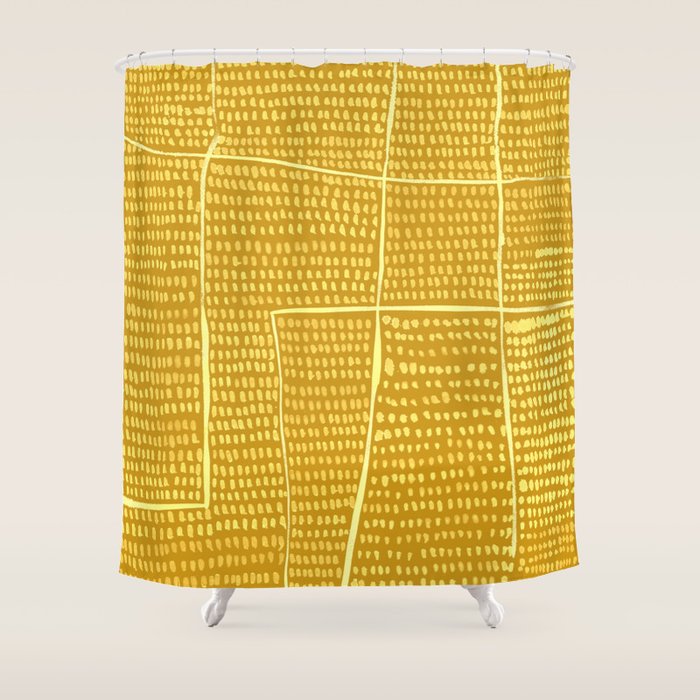 Categorize Print In Yellow Shower Curtain