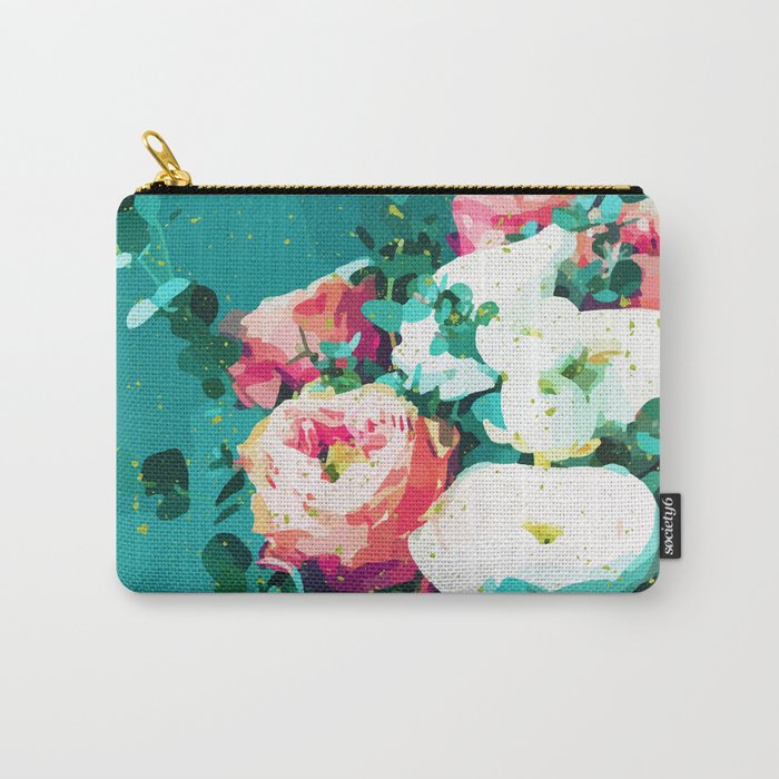 Floral & Confetti #Digitalart #Floral Carry All Pouch