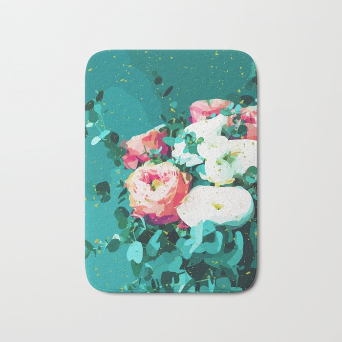 Floral & Confetti #Digitalart #Floral Bath Mat