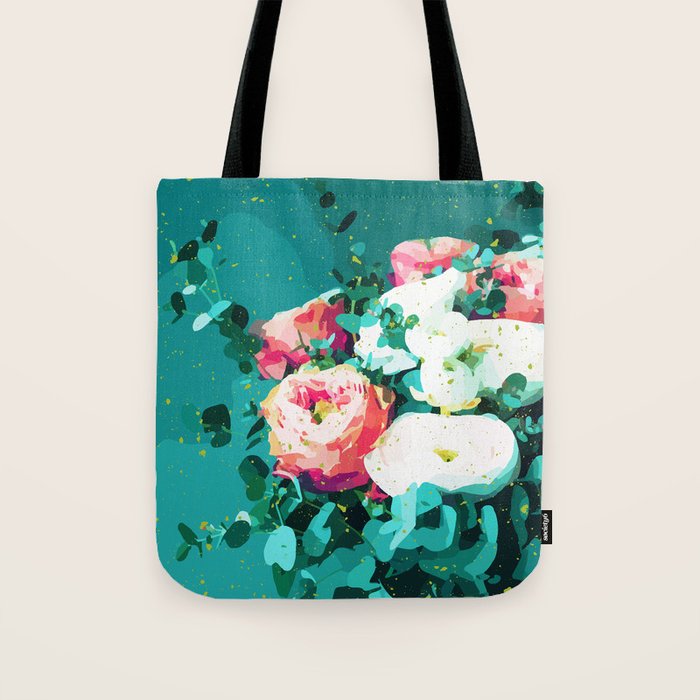 Floral & Confetti #Digitalart #Floral Tote Bag