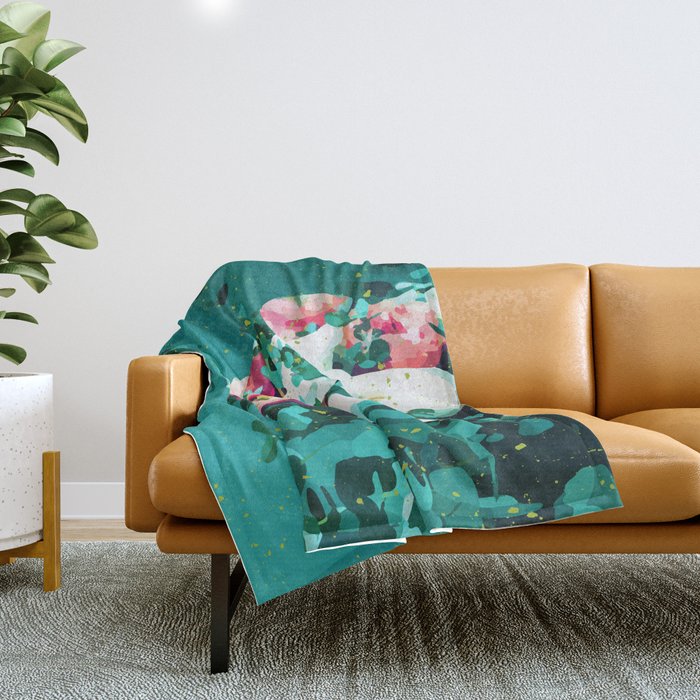 Floral & Confetti #Digitalart #Floral Throw Blanket