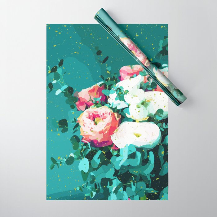 Floral & Confetti #Digitalart #Floral Wrapping Paper