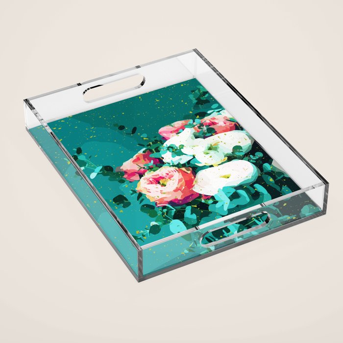 Floral & Confetti #Digitalart #Floral Acrylic Tray
