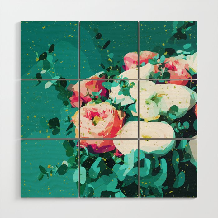Floral & Confetti #Digitalart #Floral Wood Wall Art