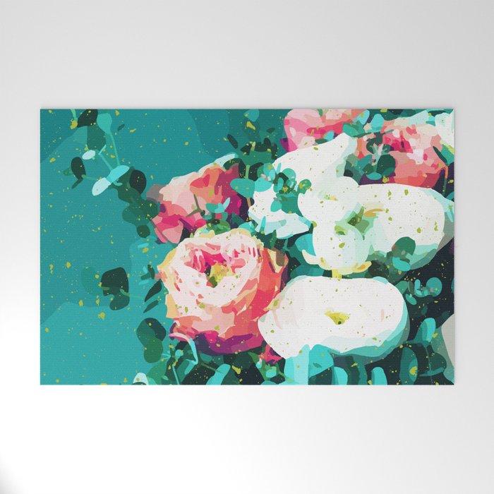 Floral & Confetti #Digitalart #Floral Welcome Mat