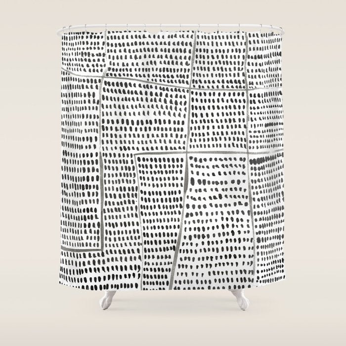 Categorize Print In Black And White Shower Curtain