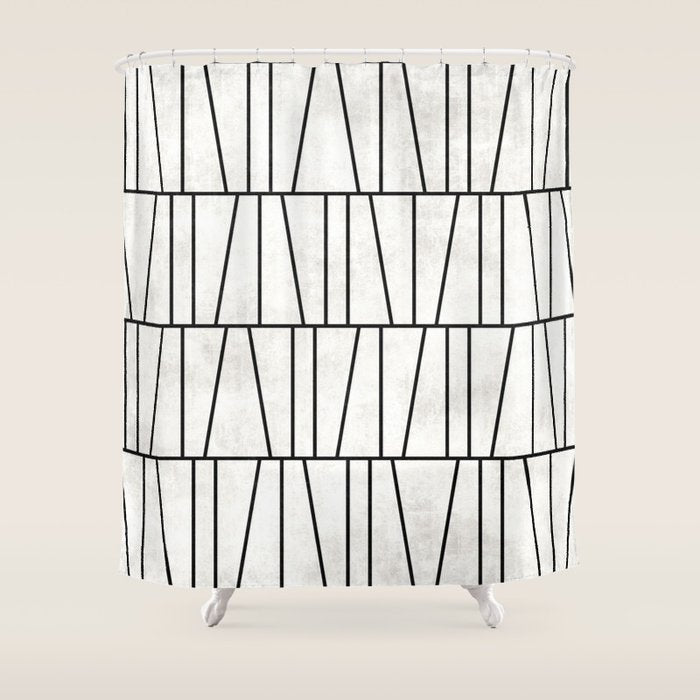 Mid-Century Modern Pattern No.6 - White Shower Curtain