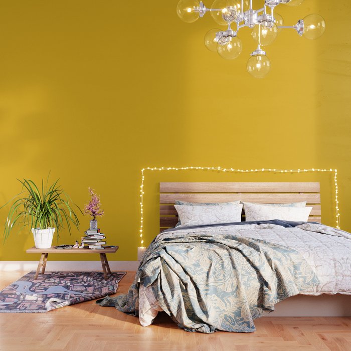 Marigold Vibrant Yellow Solid Color Wallpaper