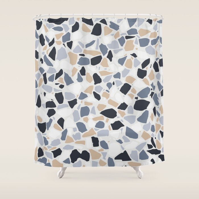 Terrazzo Mosaic Pattern, Gray And Neutral Shower Curtain