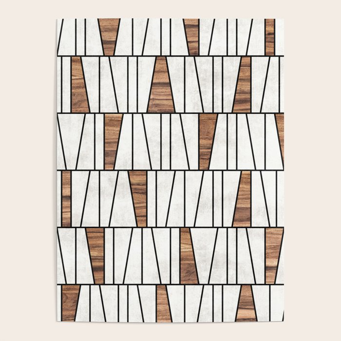 Mid-Century Modern Pattern No.4 - Concrete And Wood Poster