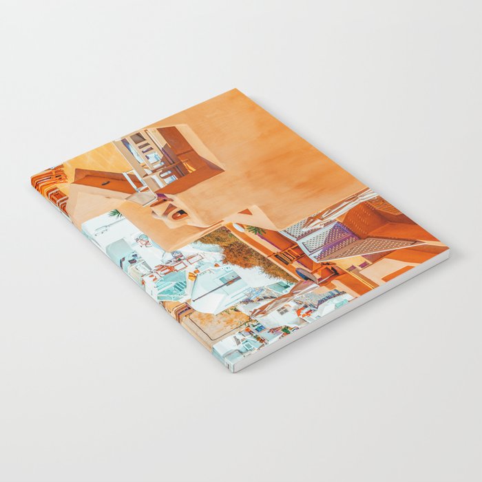 Santorini Vacay | Greece Summer Travel Architecture Buildings | Pastel Beachy Cityscape Photography Notebook