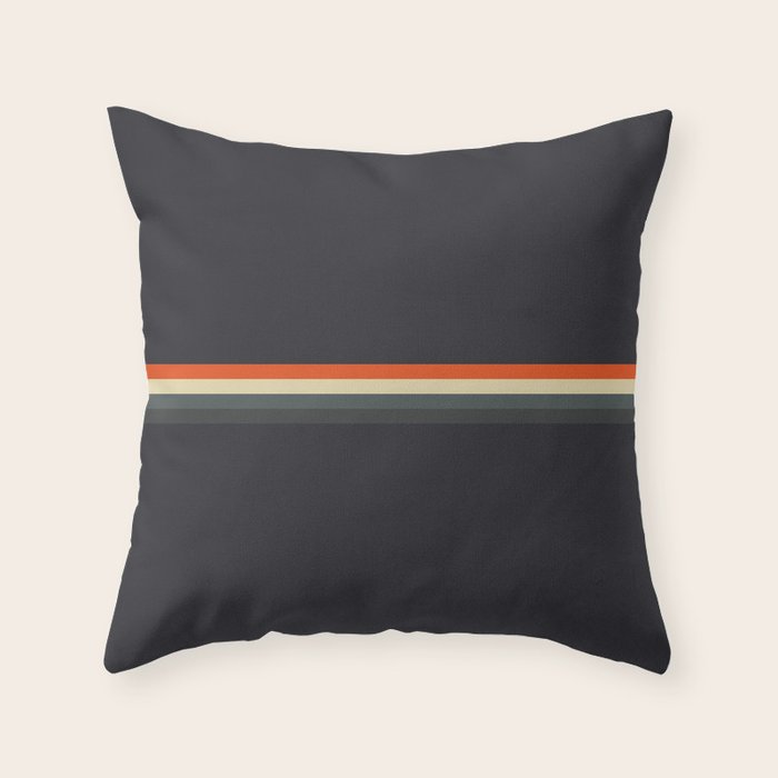 Fujitaka - Classic Dark Retro Stripes Throw Pillow