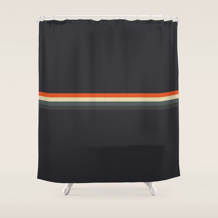Fujitaka - Classic Dark Retro Stripes Shower Curtain