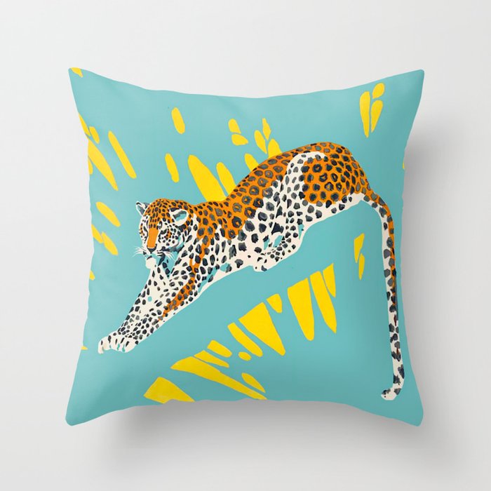 Vintage Colorful Pop Art Leopard Animal Print Throw Pillow