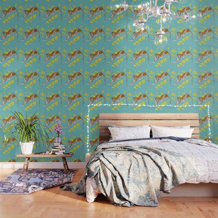 Vintage Colorful Pop Art Leopard Animal Print Wallpaper