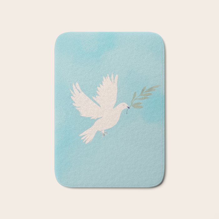 Dove Of Peace With Olive Branch Bath Mat