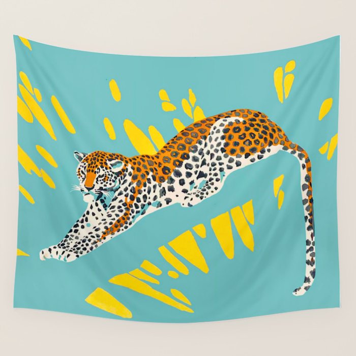 Vintage Colorful Pop Art Leopard Animal Print Wall Tapestry