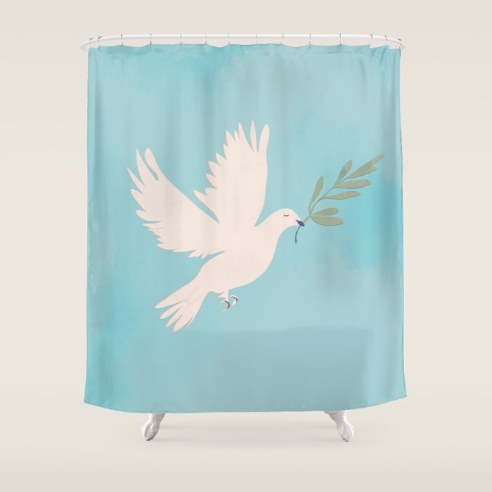 Dove Of Peace With Olive Branch Shower Curtain