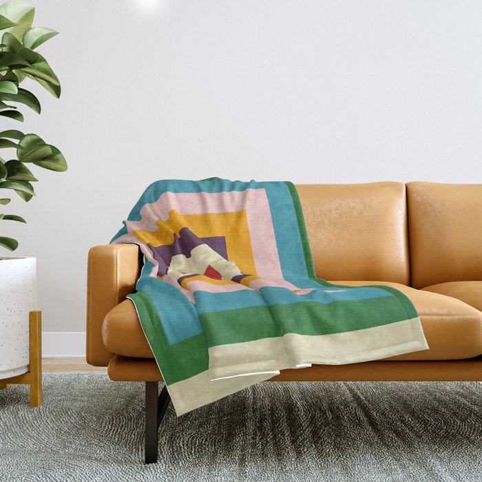 Retro Colored Square Space Throw Blanket