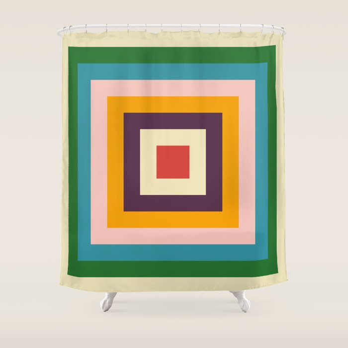 Retro Colored Square Space Shower Curtain