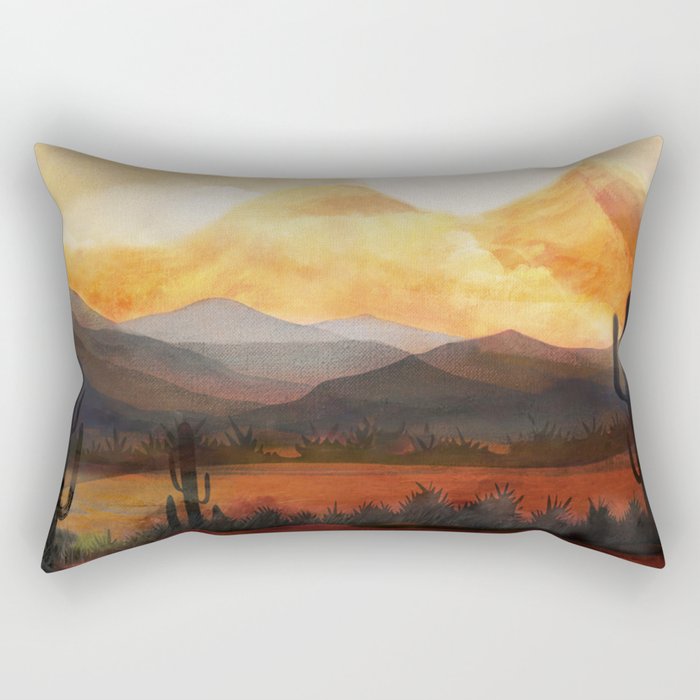 Desert In The Golden Sun Glow Rectangular Pillow