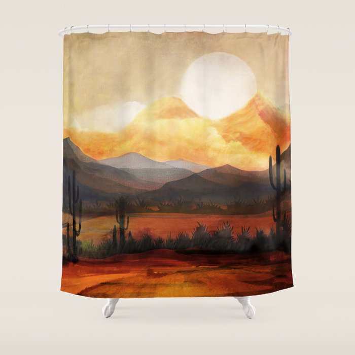Desert In The Golden Sun Glow Shower Curtain