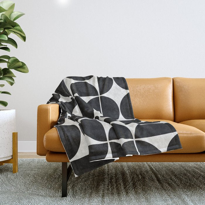 Mid-Century Modern Pattern No.3 - Black And White Throw Blanket