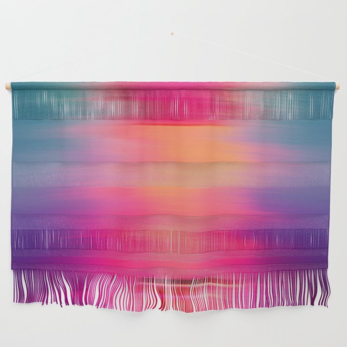 Abstract Modern Art Pink Violet Teal Brushstrokes Wall Hanging