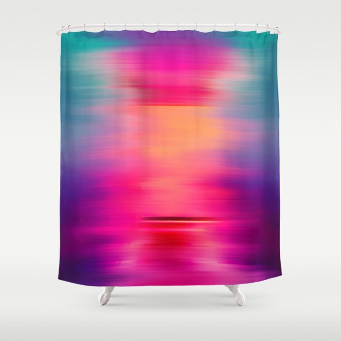 Abstract Modern Art Pink Violet Teal Brushstrokes Shower Curtain