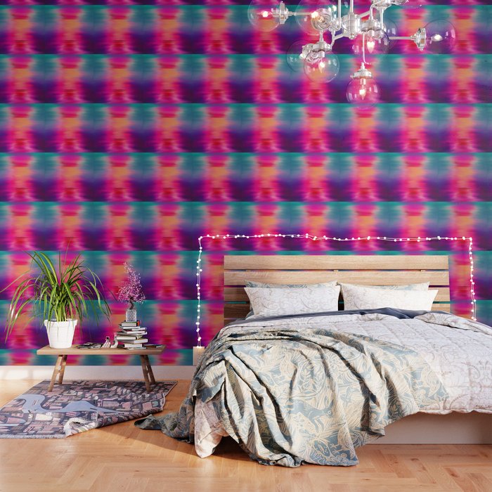 Abstract Modern Art Pink Violet Teal Brushstrokes Wallpaper