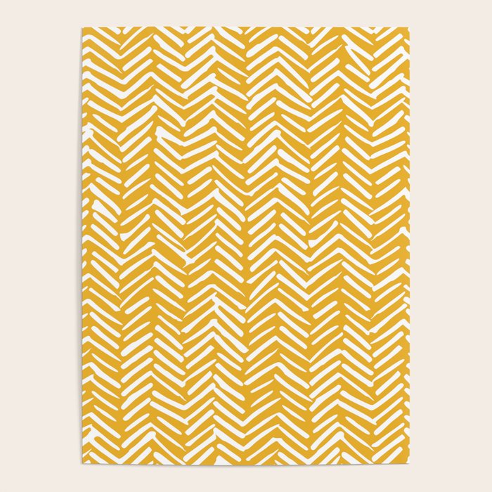 Boho Abstract Herringbone Pattern, Summer Yellow Poster
