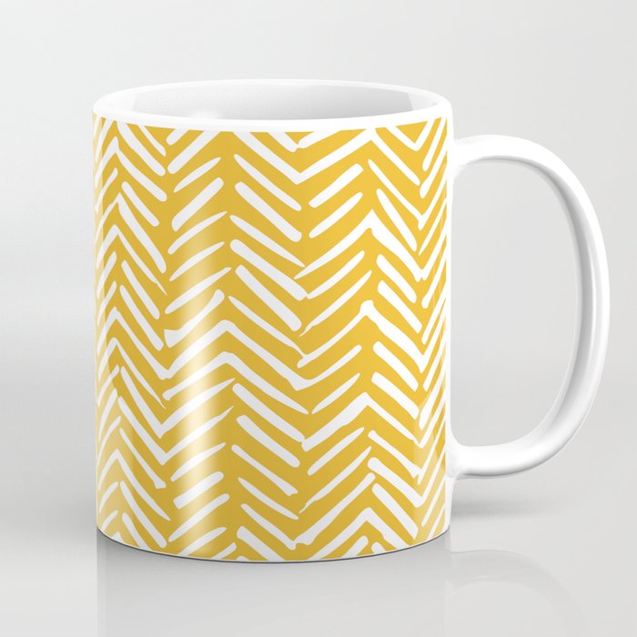 Boho Abstract Herringbone Pattern, Summer Yellow Coffee Mug
