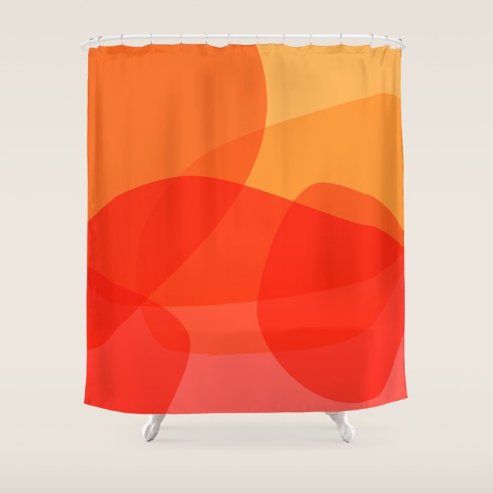 Abstract Organic Shapes In Red Shower Curtain