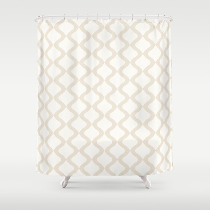 Alva Pattern - Vintage Neutral White Shower Curtain