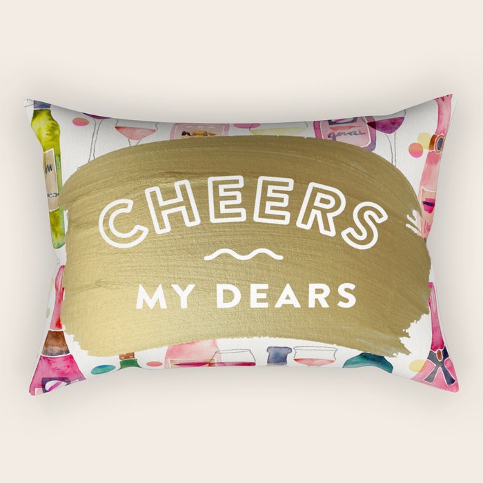 Cheers My Dears - Gold Rectangular Pillow