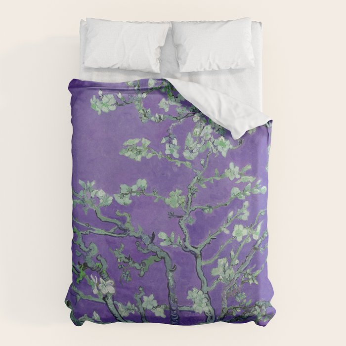 Vincent Van Gogh "Almond Blossoms" (Edited Purple) Duvet Cover