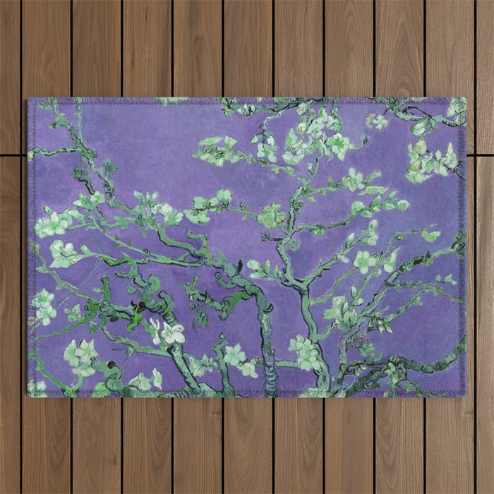 Vincent Van Gogh "Almond Blossoms" (Edited Purple) Outdoor Rug