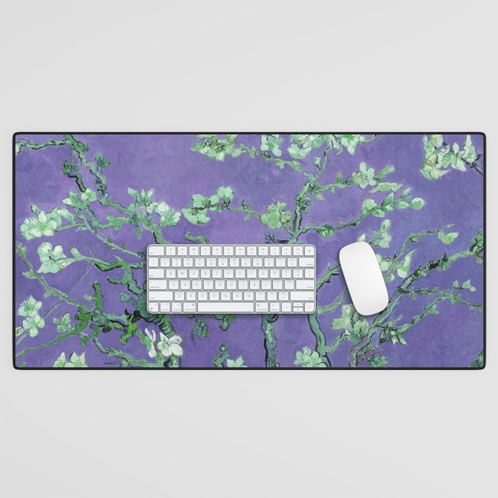 Vincent Van Gogh "Almond Blossoms" (Edited Purple) Desk Mat
