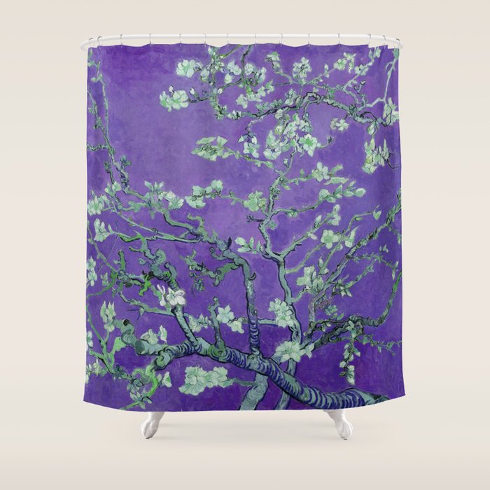 Vincent Van Gogh "Almond Blossoms" (Edited Purple) Shower Curtain