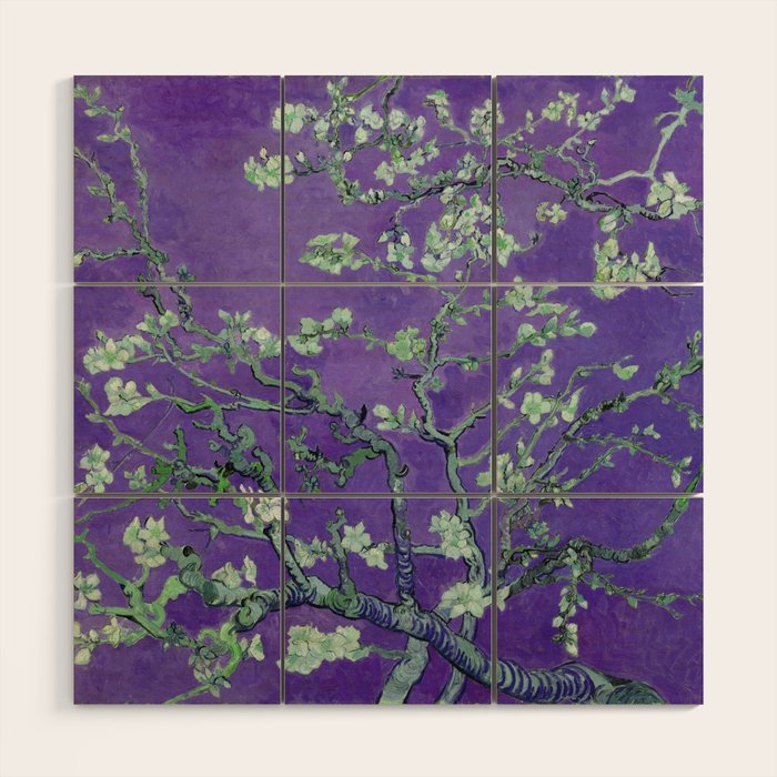 Vincent Van Gogh "Almond Blossoms" (Edited Purple) Wood Wall Art