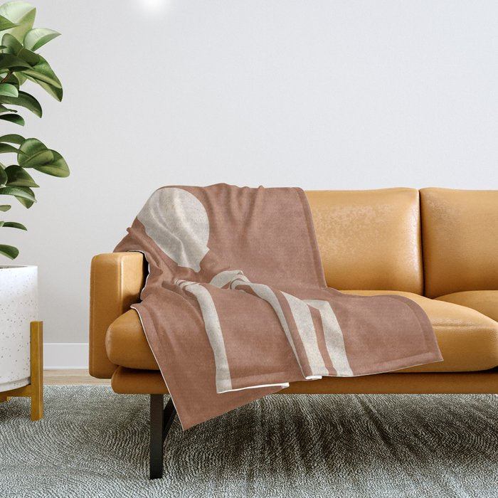 Mid Century Modern Sun And Rainbow On Terracotta Throw Blanket