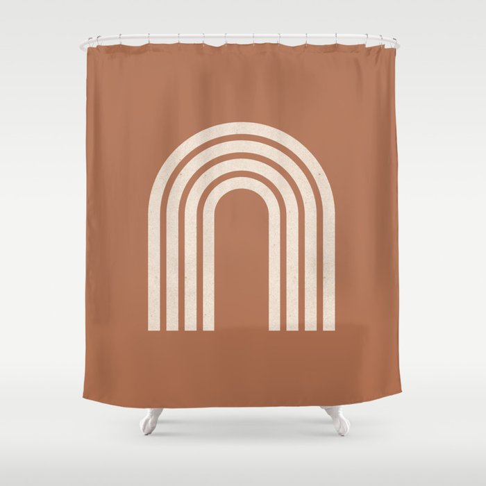 Woodblock Arch Terracotta Shower Curtain