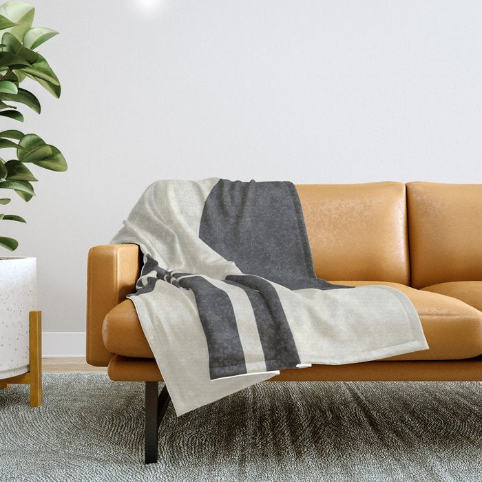 Mid Century Modern - Sun And Rainbow Black And White Throw Blanket