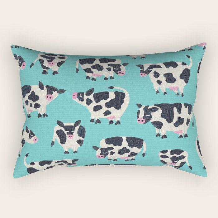 Cow Collection - Turquoise Rectangular Pillow