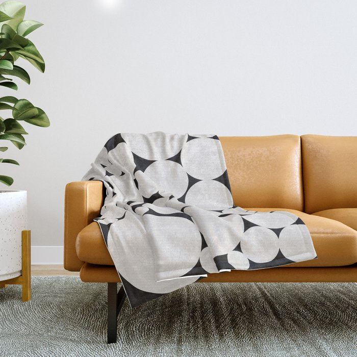 Circular Collage - Black And White Throw Blanket