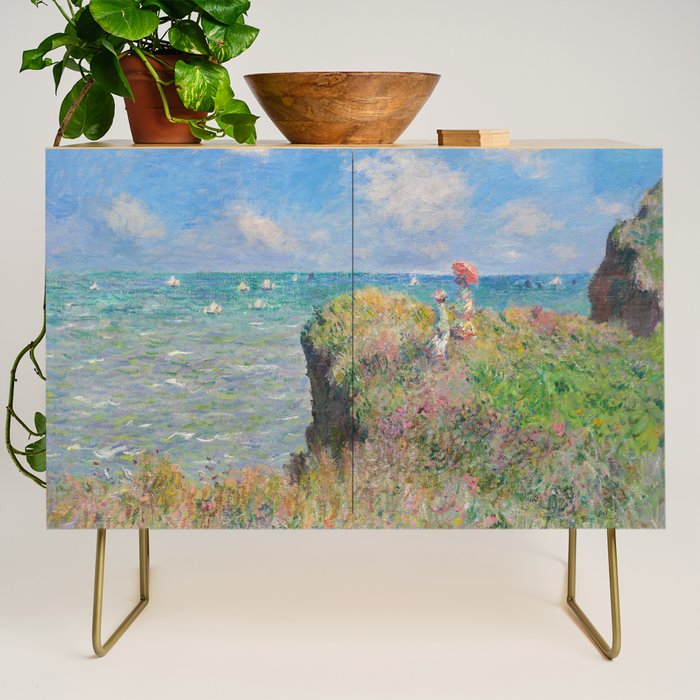 Claude Monet " Cliff Walk At Pourville" Credenza